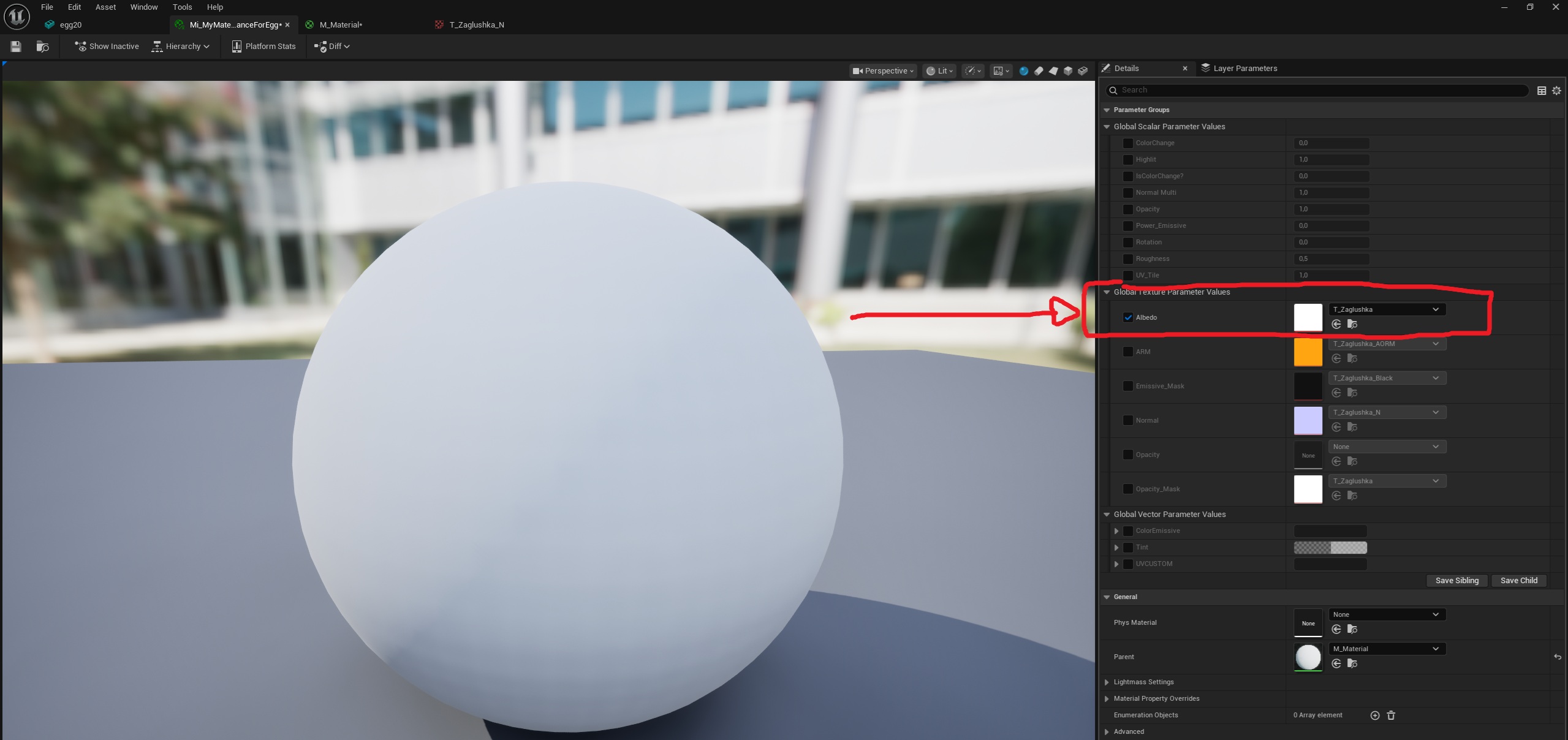 Change texture to a material