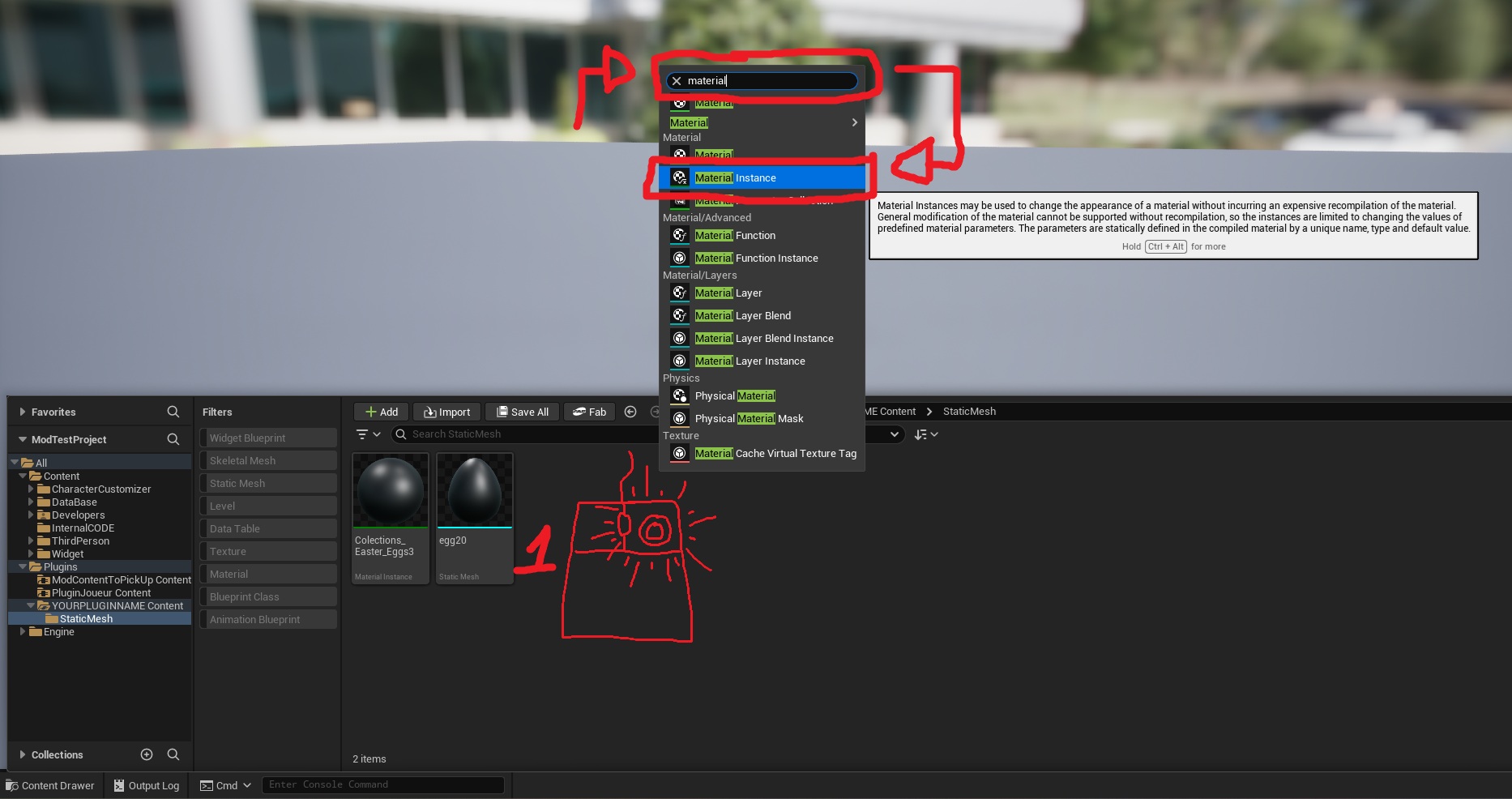 Create material instance