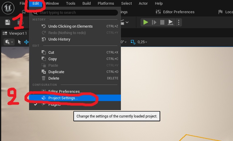 How open project settings