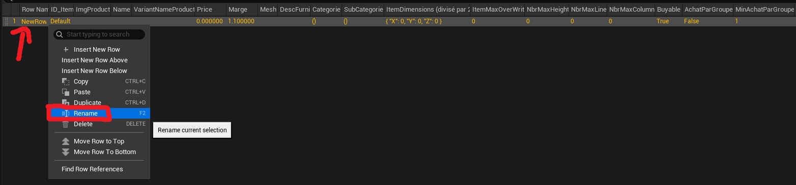 How rename data row